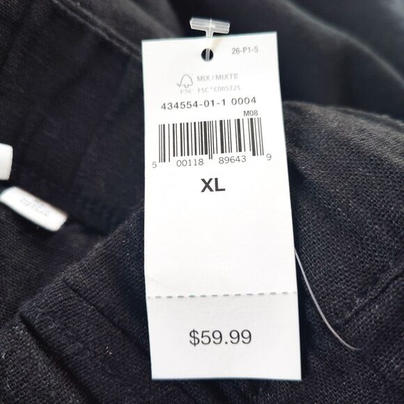 New Gap Linen Blend Pull On Wide Leg Pants Size Extra Large XL Black NWT 39"x28" - Picture 16 of 16